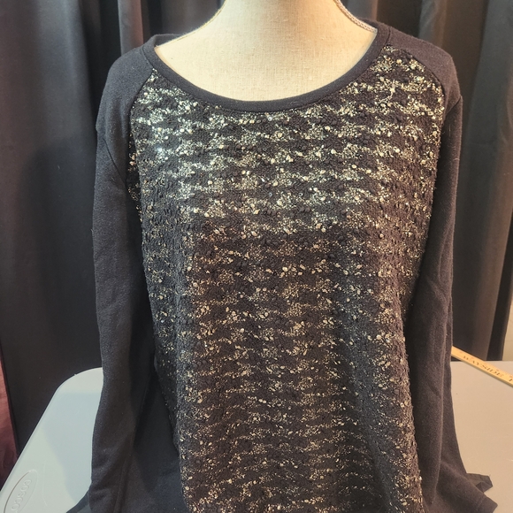 Style & Co. Tops - Style & Co. Black and Gold Sequin Blouse